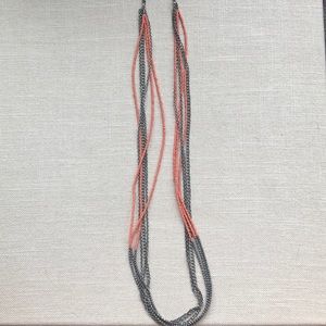 Gray and coral long necklace